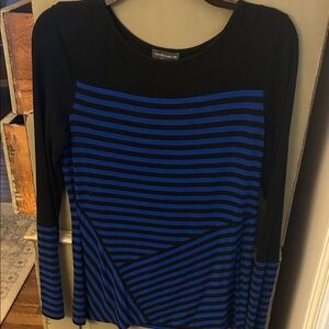 Vince Camuto Black and Blue Striped Blouse